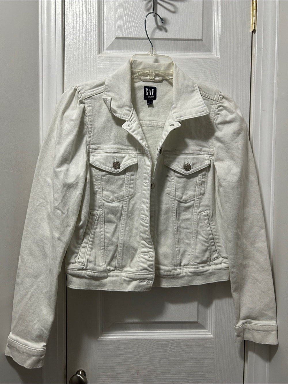 GAP White Denim Jacket with Button Pockets